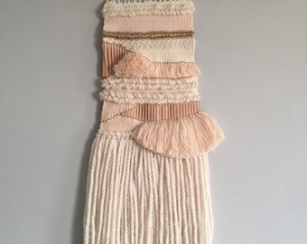 Weave wall hanging - leather & gold