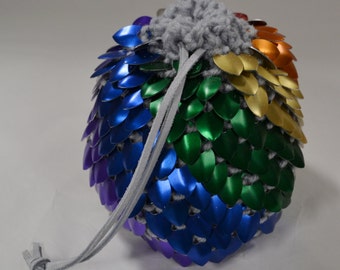 scale mail dice bag of holding in knitted dragonhide black