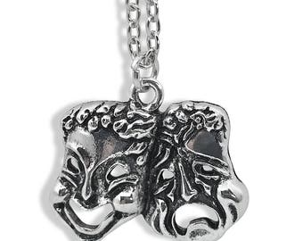 Drama Comedy & Tragedy Masks Necklace