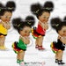 Princess Ruffle Pants Green Black Red Yellow Sneakers Pearls | Vintage Baby Girl | African American Afro Puffs | Clipart Instant Download