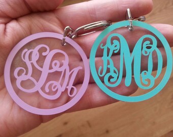 Monogrammed Key Chain | 2" Acrylic Round Key Chain | Personalized Key Chain | Monogrammed Keychain| Monogram Keychain