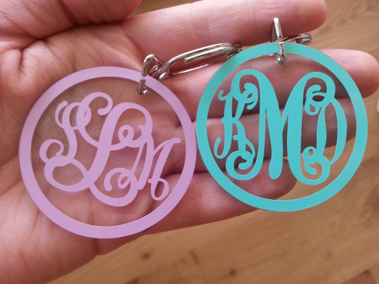 Monogrammed Key Chain 2 Acrylic Round Key Chain