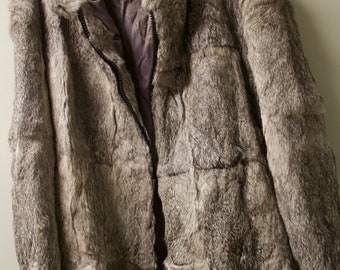 Grey chinchilla hooded coat