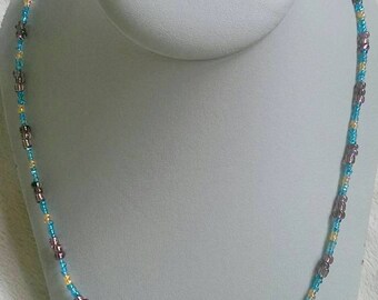 Blue Lampwork Bead Necklace