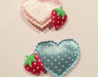 Kawaii heart and strawberry hair pin