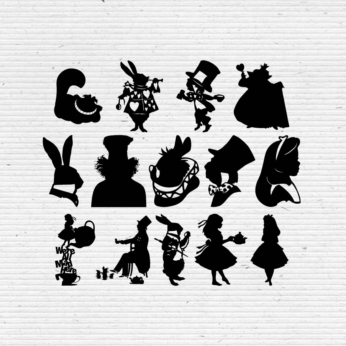 Download Alice in Wonderland Disney Silhouette SVG Cut File, Digital Clipart, Editable Vector from ...