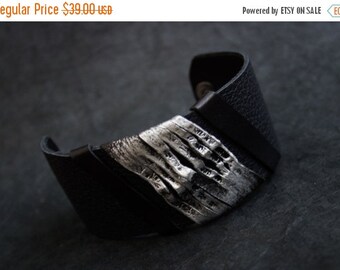 50% OFF SALE Women's Leather Bracelet Elegant Cuff Wristband Fashion Jewelry Wide Black Bangle