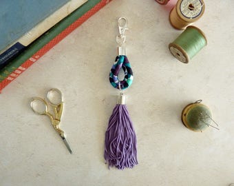 Turquoise Bag Charm - Purple Tassel Charm - Tassel Purse Charm - Handbag Tassel - Bag Accessory - Secret Santa - Gift for Her - Gift for Mum