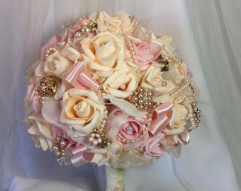 Pink wedding Bridal Flowers-Pink Brides Flowers-Pink Flower Bouquet-Bridal Brooch Bouquet-Boho Bride-Boho Wedding Flowers-Pink Bride Bouquet