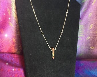 Aura quartz pendant necklace with beaded accents
