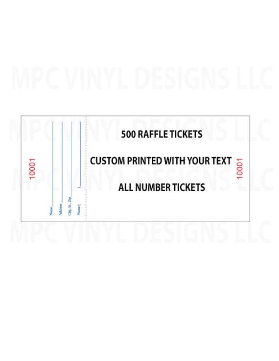 250 custom printed numbered raffle tickets events fundraiser
