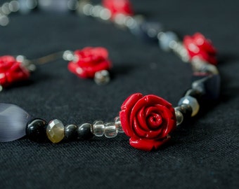 Stylized Rose Necklace & Earrings Set