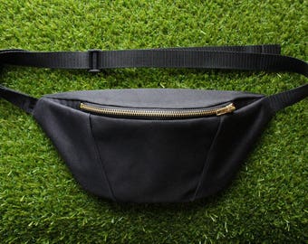 Black waterproof bumbag/ Fanny pack/ Festival bag