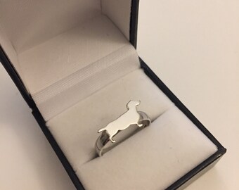 Dachshund Dog Ring Silver 925