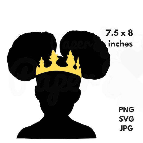 Black Princess SVG afro puffs crown svg clip art black girl