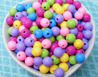 75x 8mm Resin Multi color Globe beads .. Mini Bubblegum Fun