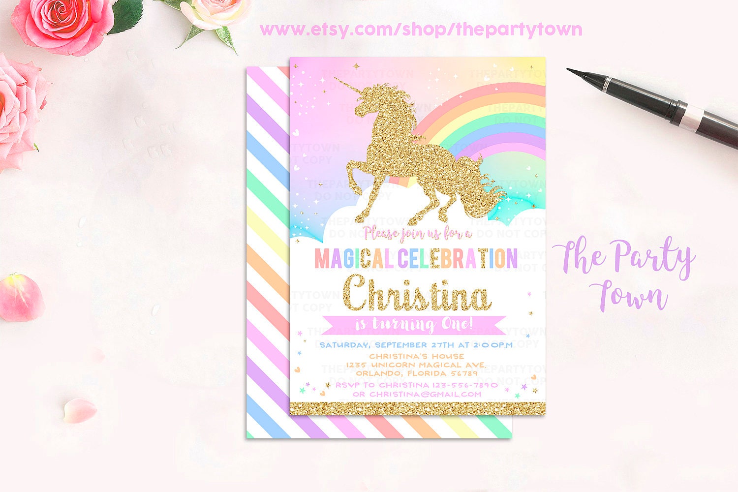 unicorn invitation 1st unicorn birthday invitation rainbow