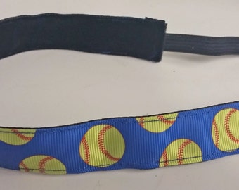 Softball Neon Yellow Blue no slip velvet Headband