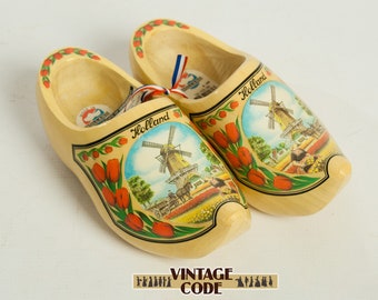 Dutch wooden clogs / Holland painted children clogs / Giril's wooden shoes Size 28-29