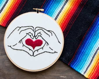 Embroidery Hoop Art - Heart in Your Hands - Hand Heart - Embroidery Art in 6 Inch Hoop - Fiber Art - Love - Home Decor