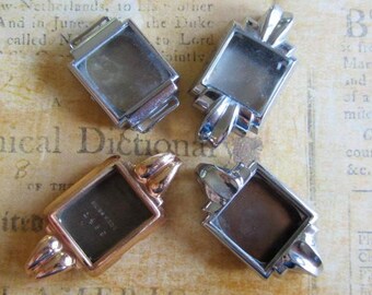 Watch cases - Steampunk Supplies -Vintage Watch parts - Silver and gold - watch Cases with crystals - Steampunk - Scrapbooking X75
