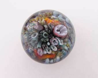 Ocean Glass Marble, Boro Coral Marble, Lampwork, Anniversary Gift, Borosilicate Reef Glass Marble, Collectible Marble, Diving, Heady Glass