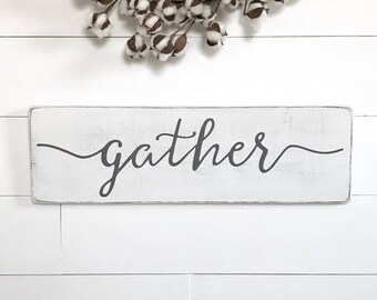 Gather sign | farmhouse wall decor | farmhouse wood sign | wood sign | rustic wood sign | rustic wall decor | 24"x 7.25"