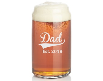 beer can glasses, new dad, etched pint glass, Father's Day, beer glasses, personalized pint glass, gift for dad, Beer glass, pint glass