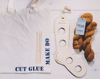 Sock knitting Kits with personalised Sock blockers