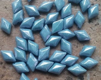 GemDuo Chalk Blue Luster, 2-Hole Czech beads 8x5mm, 14464 10 grams