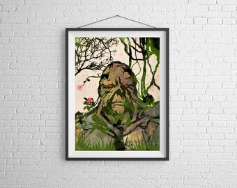 Swamp Thing, The Swamp Thing,comics,dc,comic,nerd, 11x14, Print, Artwork, Painting,Decor,Surreal,Art,geek