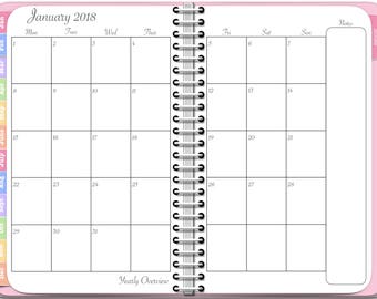 2018 Monthly Planner - Digital Awesome Planner for iPad - PDF Tablet Planner in Pink with Note Pages
