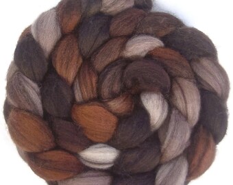 Handpainted Heathered BFL Roving - 4 oz. CAPPUCCINO - Spinning Fiber