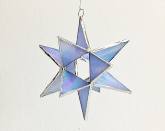 12 Point Moravian Star. Iridescent Blue Star. 4,5"