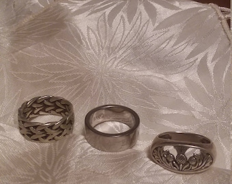 3 Irish Vintage Sterling Silver Rings