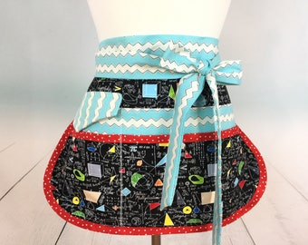 Math Teacher Half Vendor/Utility Sassy Apron, Womens Regular and Plus Sizes, 6/8 Pockets, great for Teachers, Gardening, Crafts