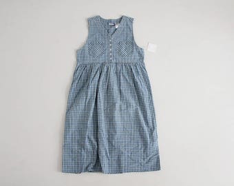 plaid jumper dress | 90s jumper | chambray cotton dress