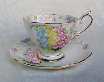 Hand Painted Royal Albert Footed Tea Cup, Royal Albert China, English Bone China, Collectible Tea Set, England