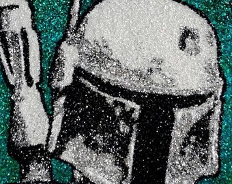 BOBA FETT- glitter art 9x12
