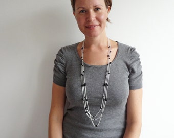 Long chain necklace layered chain necklace minimalist long necklace black beads necklace for women
