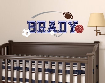 Boy Name Wall Decal - Sports Wall Decal - Removable Vinyl Decal