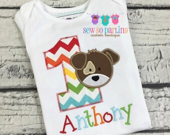 Baby Boy 1st Birthday Shirt - 1st Birthday Puppy Shirt - Dog birthday Shirt - Puppy Birthday Outfit - Boy Puppy Birthday shirt - ANY AGE