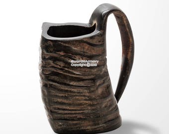 Viking Mug Water Buffalo Horn Handmade Functional Drinking Tankard