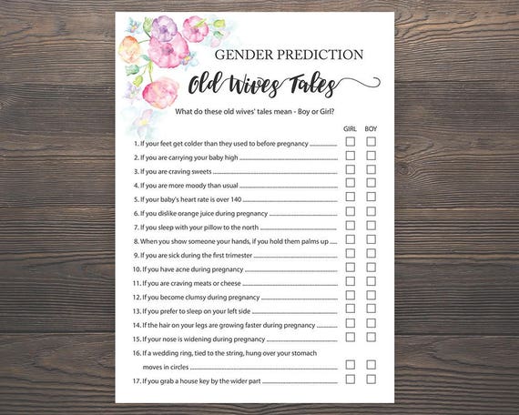 Old Wives' Tales Baby Shower Games Gender Reveal Party Old Wives' Tales Baby Shower Games Gender Reveal Party