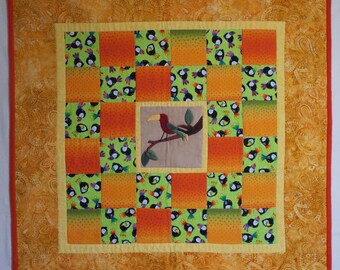 Parrot Upcycled Modern Baby Quilt 1