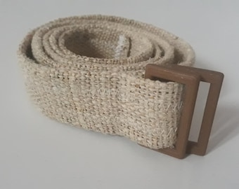 Hemp belt, 3D printed hemp bio-plastic buckle and natural hemp fabric