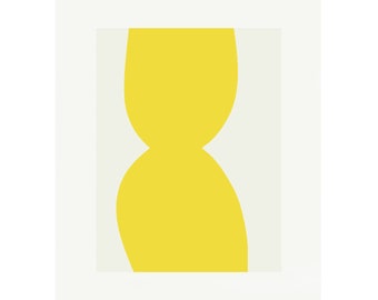 Yellow minimal screenprint - abstract yellow original art, simple modern art on quality Fabriano paper. Scandinavian home.