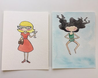 2 original watercolor paintings