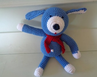 Blue puppy crochet blanket