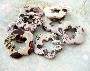 Red Paintbrush Jasper 35mm Flower Beads